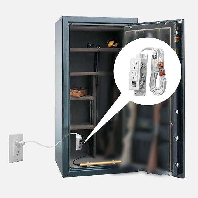 Gun Safe Power Outlet Kit, Briidea Gun Safe Accessory Electrical Outlet with USB for Interior Dehumidifiers and Lights, White