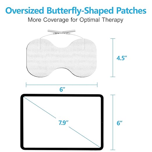 DOMAS TENS Unit Electrode Pads Large - 4x6 Inch for Back Pain Relief- Compatible with TENS 7000 and Other 2mm Pin Units - Reusable & Latex-Free 13 PCS