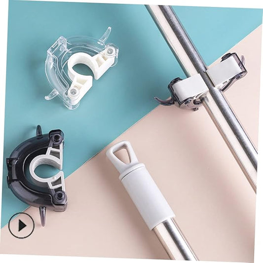 Garneck 4pcs Mop and Broom Holder Wall Mounted Mop Broom Hanger Clip Seamless Hook Home Organizer