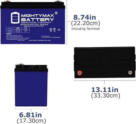Mighty Max Battery 12V 110AH Gel Replacement Battery Compatible with Tennant T3 Walk Behind Floor Scrubber