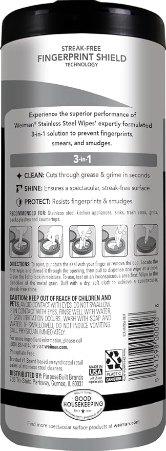 Weiman Heavy Duty Cooktop Polish & Stainless Steel Wipes - Powerful Appliance Kitchen Cleaning Kit - Packaging May Vary