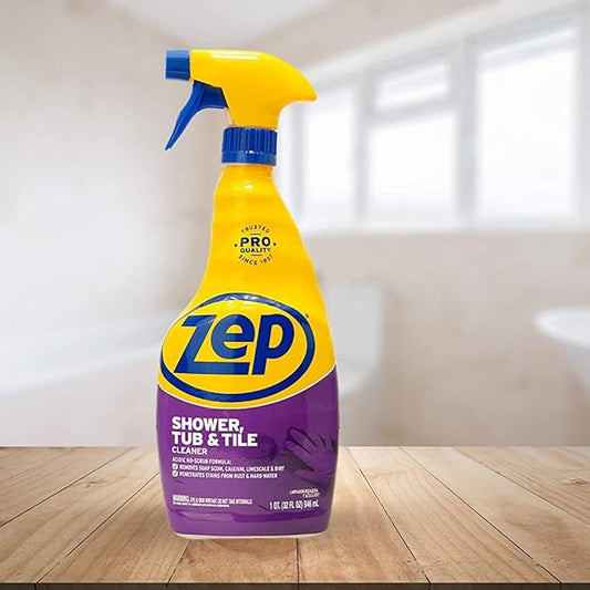 Zep Shower Tub and Tile Cleaner 32 oz ZUSTT32 (Case of 4) - No Scrub Pro Formula Breaks up Tough Buildup on Contact