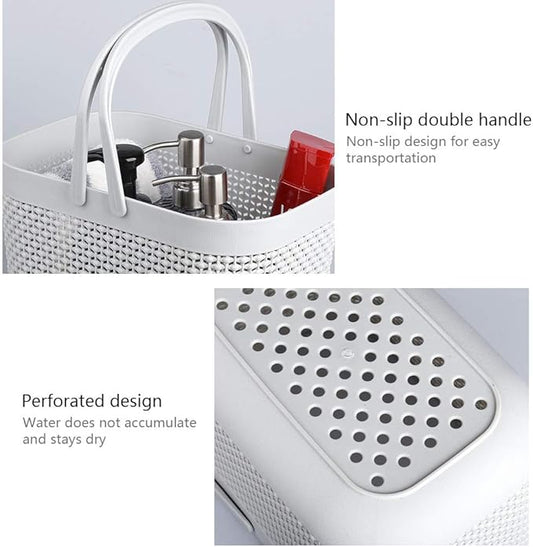 UUJOLY Plastic Organizer Storage Baskets with Handles, Shower Caddy Bins Organizer for Bathroom and kitchen(Grey