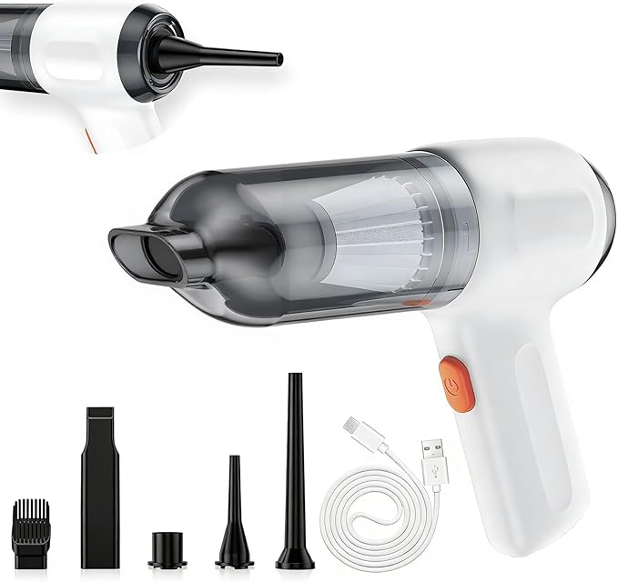Fanisic Car Vacuum Handheld Vacuum Cleaner/Air Duster, 15000PA Strong Suction with Brushless Motor, Rechargeable Dust Buster/Hand Pump Low Noise for Car Detailing Home Office Cleaning