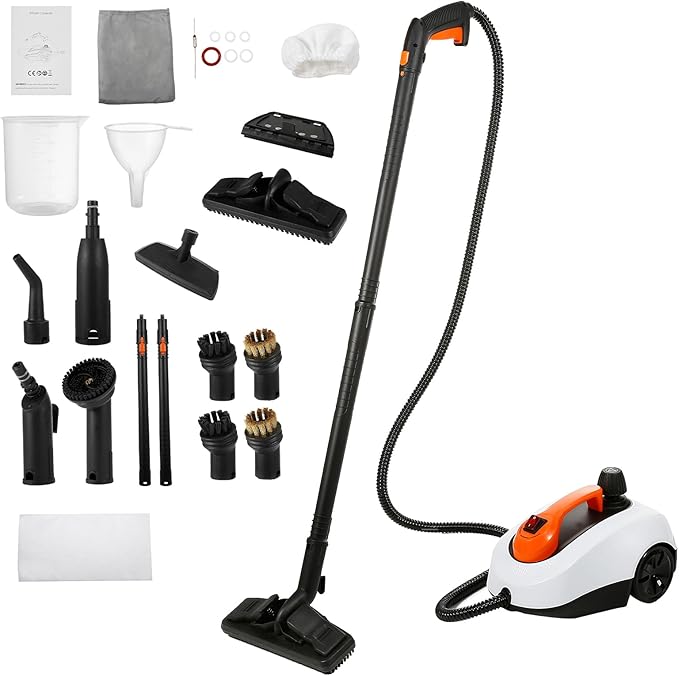 WICHEMI Steam Cleaner with Extension Pole, 61 oz, Steam Cleaner for Home, Adjustable Steam Pressure, 26 Accessories, Handheld Steam Cleaner for Walls, Gaps, Hard Floors, and Tiles