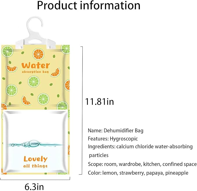 8 Pieces Dehumidifier Hanging Bags for Kitchen, Bathroom, Closet, Wardrobe Dehumidifier Bags (4 Colors)