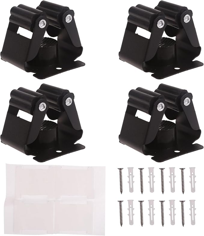 4Pcs Mop Broom Holder Wall Mounted Garden Tool Organizer Rack Heavy Dutys Utility Mop Rack with Screws for Home Bathroom Metal Broom Holder Multifunctional Hook Organization Space Saving