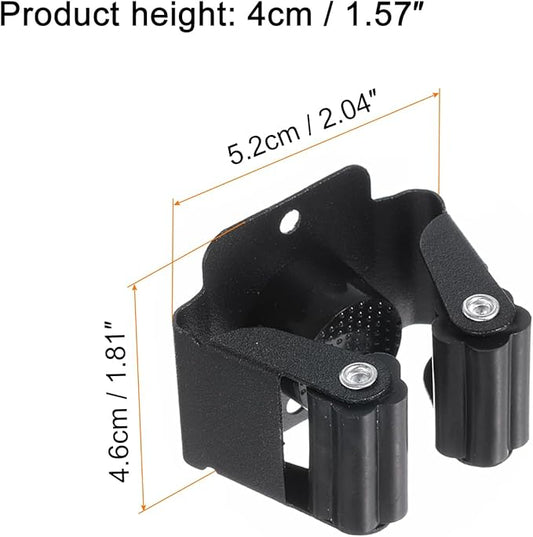 uxcell 12pcs Mop Broom Holder Wall Mount, 304 Stainless Steel Mop and Broom Holder, Wall Mounted Broom Hanger for Bathroom, Kitchen, Office, Black