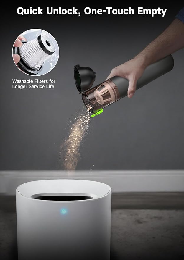 Car Vaccum, Rapair VC28 Handheld Vacuum, 4-in-1 Mini Vacuum Cleaner with 20000pa Suction Power, Rechargeable Vacuum with 3 Suction Modes, Portable Cordless Vacuum for Car, Home, Office Desk, Keyboards