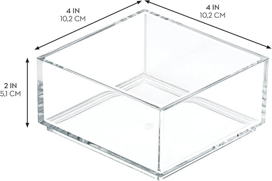 iDesign Clarity Plastic Drawer Organizer, Storage Container for Kitchen Gadgets, Corks, Sticky-Notes, Clips in Pantry, Cabinets, Countertops, 4" x 4" x 2" - Clear,X-Small