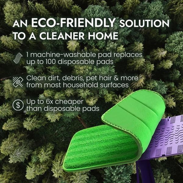 Turbo Mops Reusable Floor Mop Pads - Pack of 2, Machine Washable, 12-inch Microfiber Mop Refills - Compatible with Swiffer Wet Jet - Household Cleaning Tools