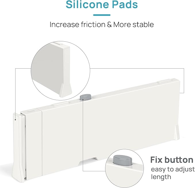 Vtopmart 4 Pack Drawer Dividers for Clothes, 4" High 11.3"-17" Adjustable Expandable Dresser Drawer Organizer, Plastic Drawers Separators for Dresser, Baby Clothes, Underwear, Kitchen & Office Storage