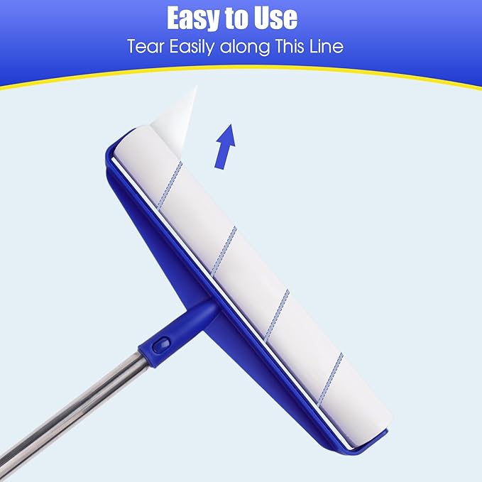 COBETE 13.77" Large Extra Sticky Lint Roller, 69.88" Long Handle Lint Remover with 6 Rollers for Clothes, Cat Dog Pet Hair, Furniture, Couch, Carpet, Floor,Painted Wall Cleaner Mop Dust Cleaning