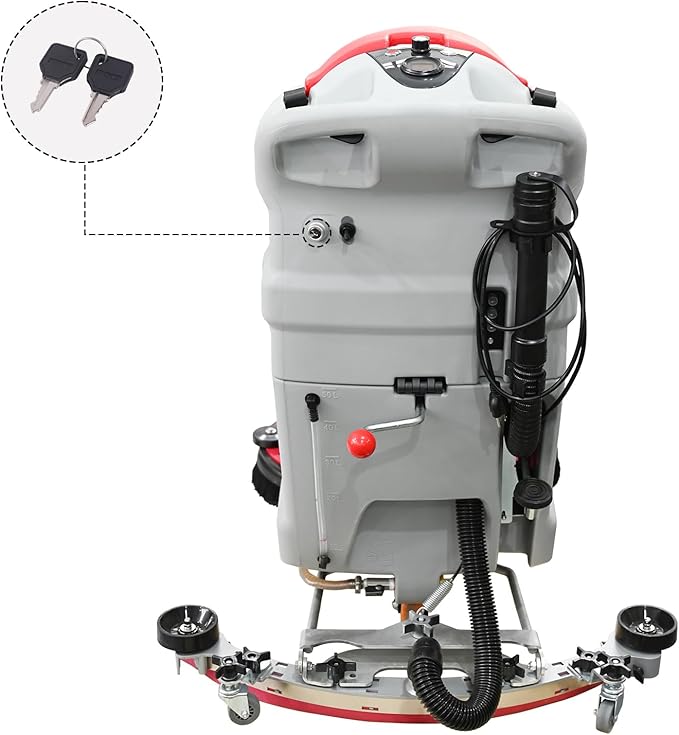 Doppy Walk Behind Floor Scrubber Machine, 32.7" Dual Brushes, 50L Clean & 55L Sewage Tank, 24V Commercial Hand Push Floor Scrubber