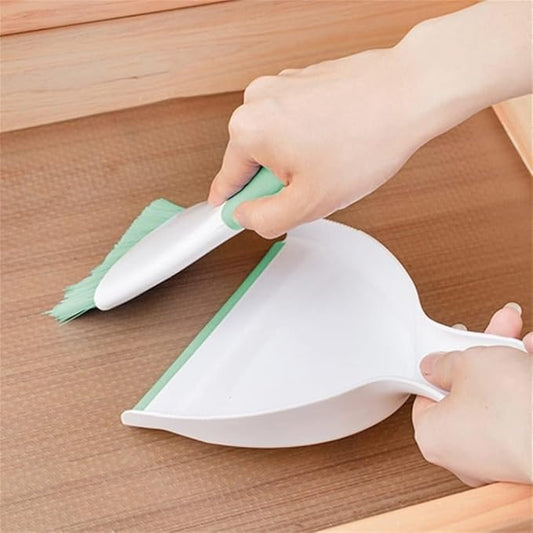 Dust pan Broom Brush Dustpan - Small Broom and Dustpan Set,Mini Broom and Dustpan,Small Dustpan and Brush Set for Home Cleaning, Sofa, Desk, Guinea Pig Cage, Cat Litter etc.(Light Green 2 Set)
