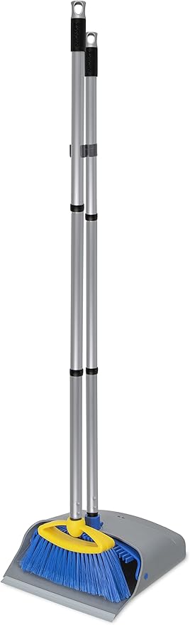 Broom with Dustpan Combo Set - Made in Italy, Broom and Dustpan Set with Long Handle | Durable Dust Pan & Broom Set for Home, Office & Commercial Cleaning