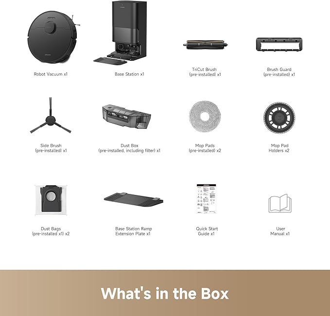 DREAME D30 Ultra Robot Vacuum and Mop, 25,000Pa Powerful Suction, All-in-One Base Station with 100 Days Auto-Empty, MopExtend Tech for Edge Cleaning, Smart Obstacle Avoidance, Black