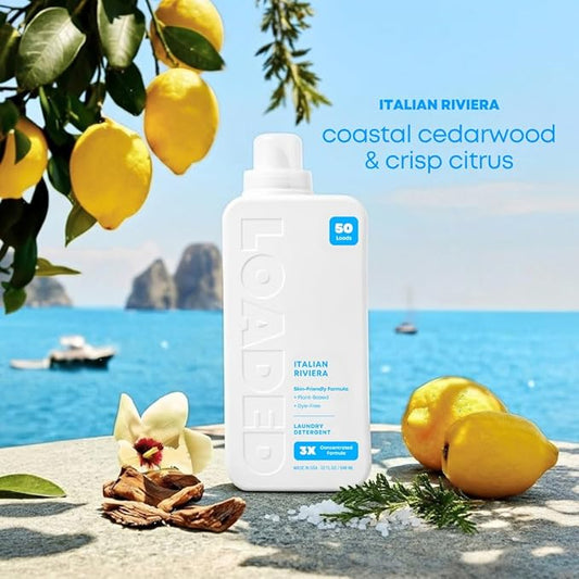 Loaded Laundry Detergent, Luxury Cologne & Perfume Scented | 50 Loads | Sea Salt & Citrus | Skin-Friendly & Plant-Based | Made in USA | 32 oz