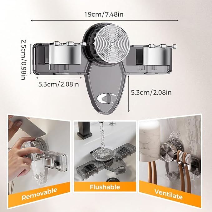 Broom Holder Mop Hanger, 2026 New No punching required Broom Hanger Organizer for Bathroom, Kitchen, Office,Utility Room,Laundry Room,Home Garden, Garage Storage and Organization Rack (2PCS Gray)