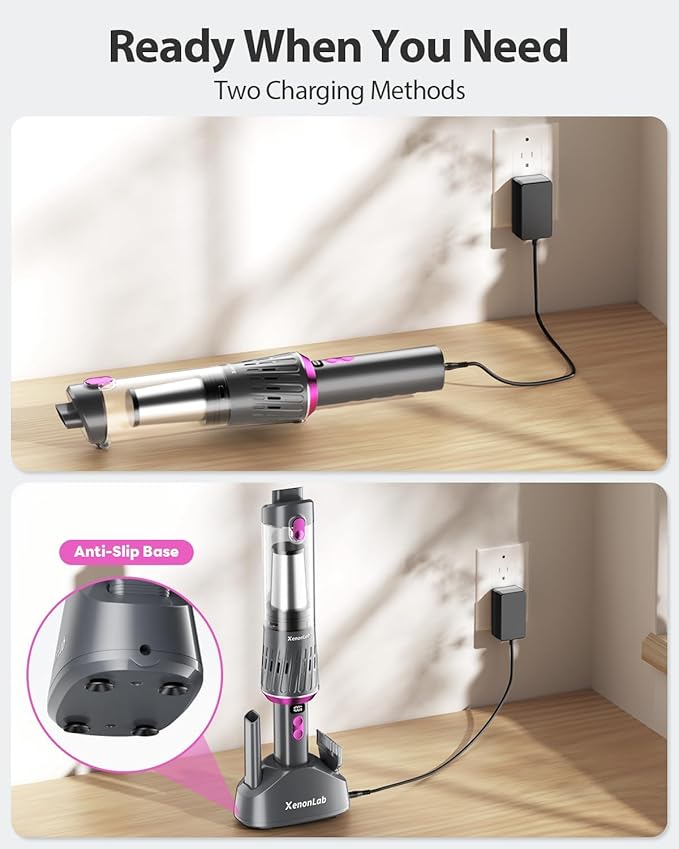 Handheld Vacuum Cordless Car Vacuum Cleaner Powerful Suction Car Vacuum Lightweight Portable Rechargeable Hand Held Vacuum Cleaner One-Touch Empty with HEPA Filter (Violet)