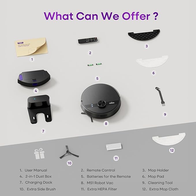 MONSGA Robot Vacuum and Mop Combo, 7000Pa Robotic Vacuum with Lidar Navigation, 180mins Runtime, Tangle-Free Robot Mop, 5 Editable Maps, APP/Remote/Voice Control, Ideal for Hard Floors and Carpets