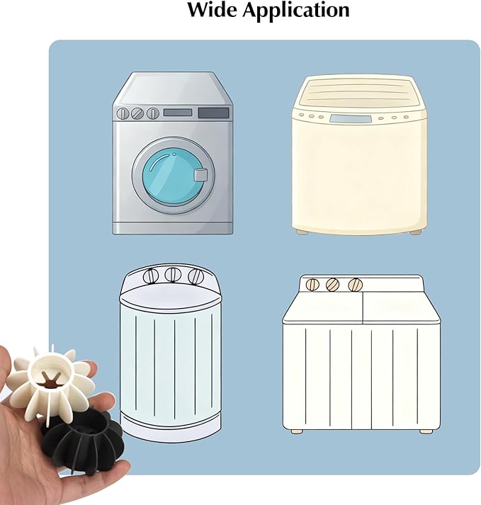 6Pcs Ech.Apr Reusable Laundry Balls, TPR Washing Machine Cleaner Ball, Anti-Tangle Washer Dryer Accessory