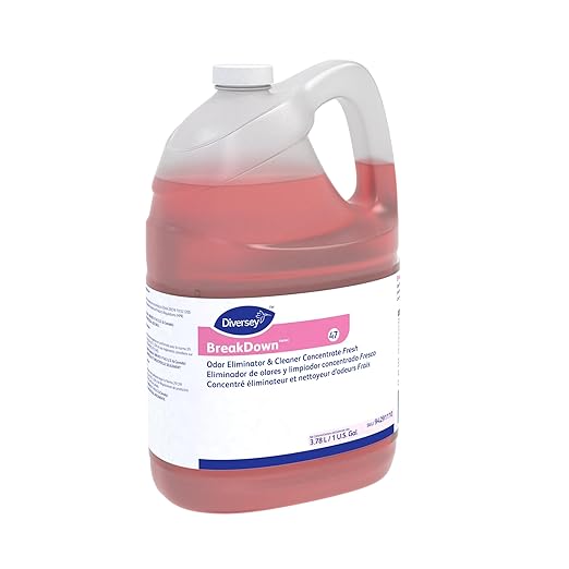 Diversey 94291110 Breakdown Odor Eliminator, Enzyme Eliminates Odors & Stains on Hard Surfaces & Carpet, Fresh Scent, Concentrate, 1-Gallon (Pack of 4)