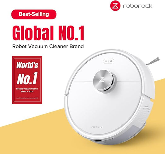 roborock Q7 M5 Robot Vacuum and Mop Combo, 10,000Pa HyperForce Suction, Robotic Vacuum Cleaner, Dual Anti-Tangle System, APP-Controlled Mopping, LiDAR Navigation, for Pet Hair and Carpet, White