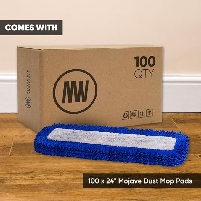 24" Mojave Microfiber Dust Mop Pads (Pack of 2) Microfiber Wholesale - Replacement Head & Refill for Microfiber Mops, Reusable & Machine Washable, Use for: House, Commercial, Industrial