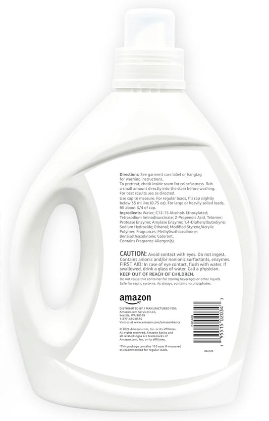 Amazon Basics Concentrated Liquid Laundry Detergent, Lavender, 110 loads, 82.5 Fl Oz (Previously Solimo)