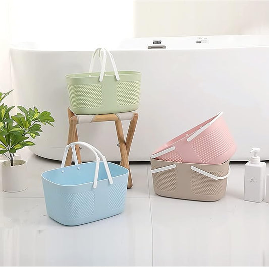 Shower Caddy Basket, Portable Large Capacity Thickened Plastic Organizer Storage Tote with Handles Drainage Toiletry Bag Bin for Bathroom, College Dorm Room Essentials, Kitchen, Camp, Gym, Khakis
