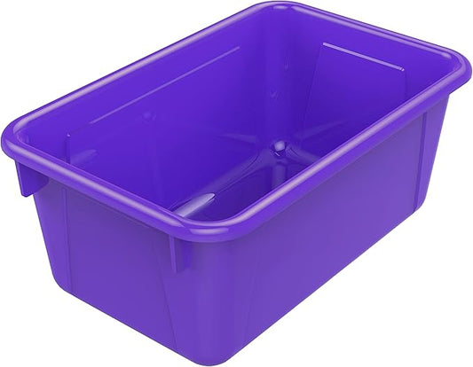 Storex Small Cubby Bins – Plastic Storage Containers for Classroom, 12.2 x 7.8 x 5.1 inches, Purple, 5-Pack (62419U05C)