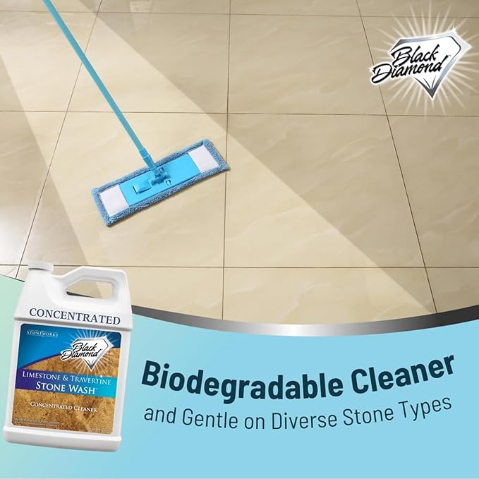 Black Diamond Stoneworks Limestone and Travertine Floor Cleaner: Natural Stone, Marble, Slate, honed or tumbled. 4-Gallon concentrate Ph Neutral