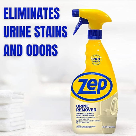 Zep Urine Remover - 32 oz (Case of 12) - ZUURMV32- Targets and Eliminates Urine Odors and Stains from Pets and Humans, Use On Hard and Soft Surfaces