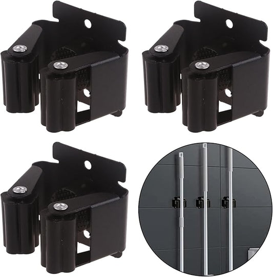 4Pcs Mop Broom Holder Wall Mounted Garden Tool Organizer Rack Heavy Dutys Utility Mop Rack with Screws for Home Bathroom Metal Broom Holder Multifunctional Hook Organization Space Saving