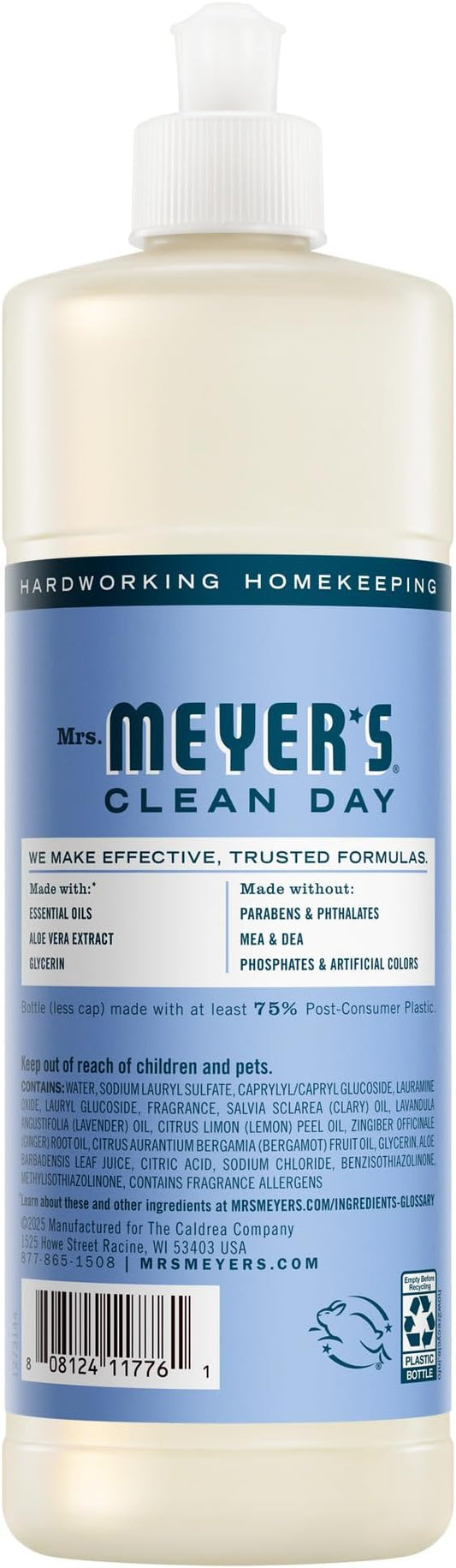 MRS. MEYER'S CLEAN DAY Liquid Dish Soap, Bluebell, 16 fl. oz - Pack of 3