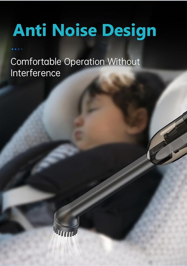 TEZILON Handheld Car Vacuum Cordless Small Portable High Power Mini Vacuum Cleaner, HEPA Filter Rechargeable 3 in 1 Dust Buster/Air Blower/Inflator, 7 Tools for Pet Hair/Keyboard/Snow Debris/Sofa/Car