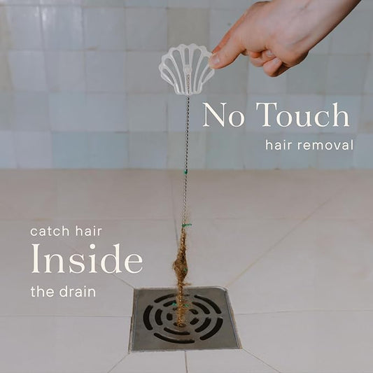 DrainWig Shower Drain Hair Catcher – Disposable White Ocean (4-Pack) – No-Touch Hair Removal for Flat Shower Drains – As Seen on Shark Tank