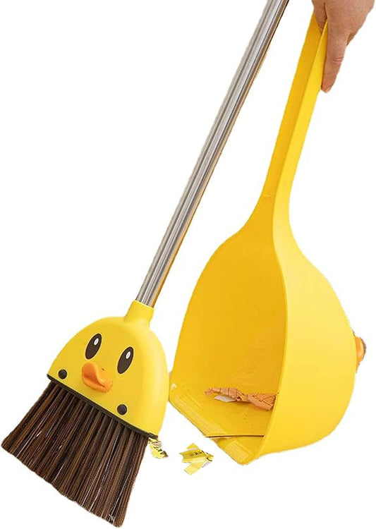 Mini Broom and Dustpan Set for Kids - Cute Yellow Duck for Girls & Boys - Toddler Broom Set for Household Cleaning and Pretend Play - Perfect for Toddlers & Preschooler …