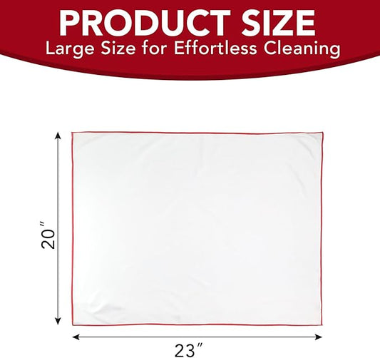 Wine Glass Polishing Cloths Large Glass Cleaning Cloth, Streak Free, Lint Free Microfiber Cleaning Cloth for Glasses, Stemware, Sunglasses, Camera Lens, 20 Inch X 23 Inch (2 Pack White | Gray)