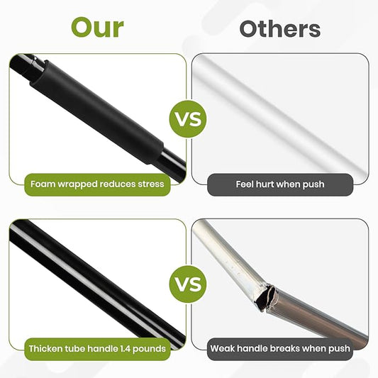 24-Inch Push Broom Outdoor with Stiff Bristle, Heavy Duty Broom Brush with 63” Long Handle for Deck Patio Driveway Garage Warehouse Shop Floor Sweeping & Scrubbing