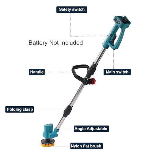 Electric Spin Scrubber Extra Long Foldable Compatible with Makita 18V Battery(Tool Only),Cordless Rechargeable Spin Scrubber,1800RPM Cordless Cleaning Brush for Bath/Tub/Tile/Floor