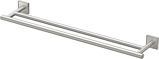 Gatco 5624 Mode Double Towel Bar, Satin Nickel/Wall Mounted 24 Inch Double Towel Holder Rack for Bathroom
