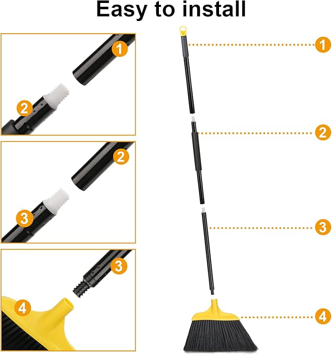 Kefanta 3 Pack Outdoor Broom Heavy-Duty Indoor Commercial Brooms 54 Inches for Courtyard Garage Restaurant Lobby Patio Mall Market Office Shop Home Kitchen Office Floor