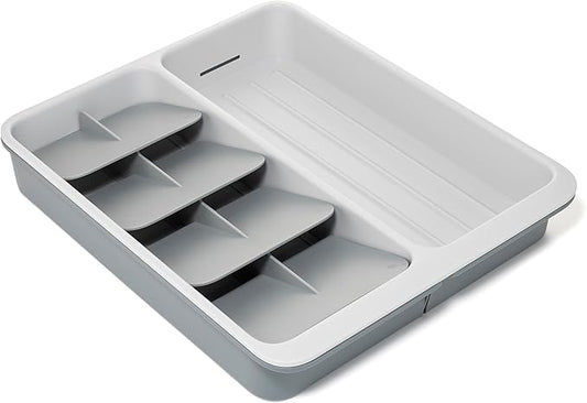 Joseph Joseph DrawerStore Expanding Tiered Flatware Cutlery, Utensil, and Gadget Tray, Expandable In-Drawer Kitchen Space-Saving Organizer, Recycled Plastic