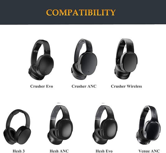 Crusher Evo/Crusher Wireless Earpads Cooling Gel Hesh ANC/Hesh 3 Replacement Pads Upgrade Cushions Compatible with Skullcandy Crusher ANC/Crusher Evo, Hesh 3/Hesh Evo/Hesh ANC, Venue ANC Headphones