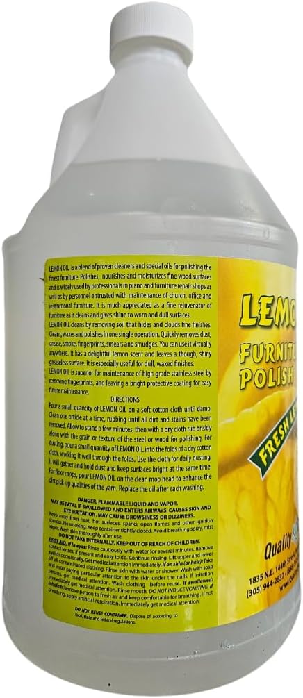 Quality Chemical Lemon Oil Furniture Polish - Finest Blend of Lemon Oils, Waxes & Moisturizers & UV Protection - Wood Cleaner and Polish for Wood Furniture, Cabinets & More - 128 oz (Pack of 1)