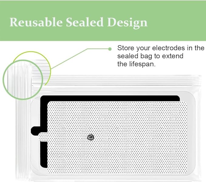 TENS Unit Electrode Pads Combination Set Multiple Sizes Reusable Electrode Patches for Multiple Pain Relief Compatible with TENS EMS Devices Using 3.5mm Button Lead Wires