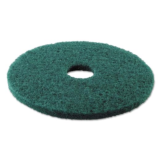 Boardwalk Heavy-Duty Scrubbing Floor Pads, 13" Diameter, Green, 5/Carton