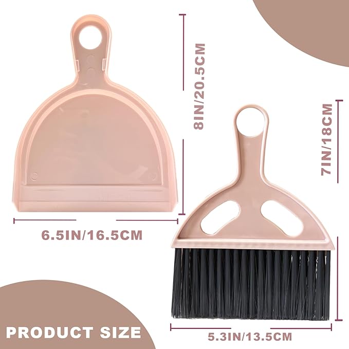 Mini Broom and Dustpan Set Small Broom with Dustpan Combo Set Portable Cleaning Tools for Home Office RV Learning Camping (Pink)